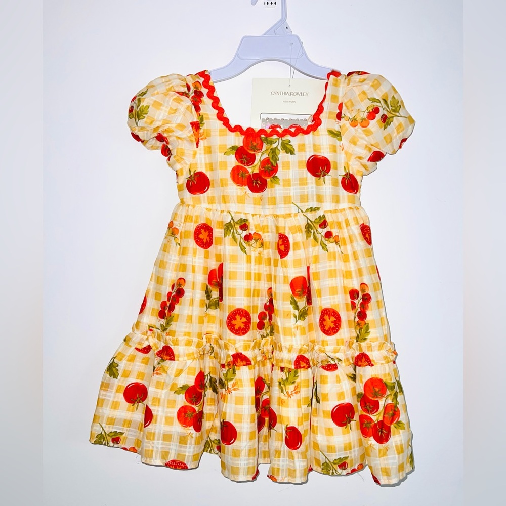Cynthia Rowley Yellow and Red Tomato Print kids Dress